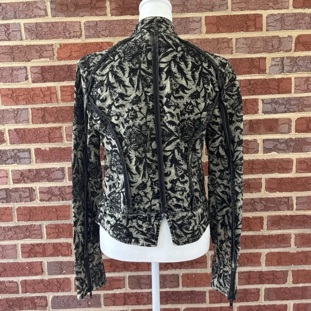 Free People Black Floral Jacquard Moto Jacket 4 Fairy Goth Follow the‎ Flock